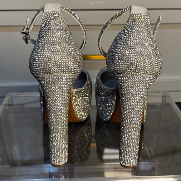 Silver Rhinestone Platform Heels – Never Worn ✨ Perfect NYE Party Shoes - Picture 4 of 5